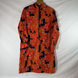 VTG 70s Lady Bayard Abstract Geometric Print Psychedelic Hippie Mod 19-20